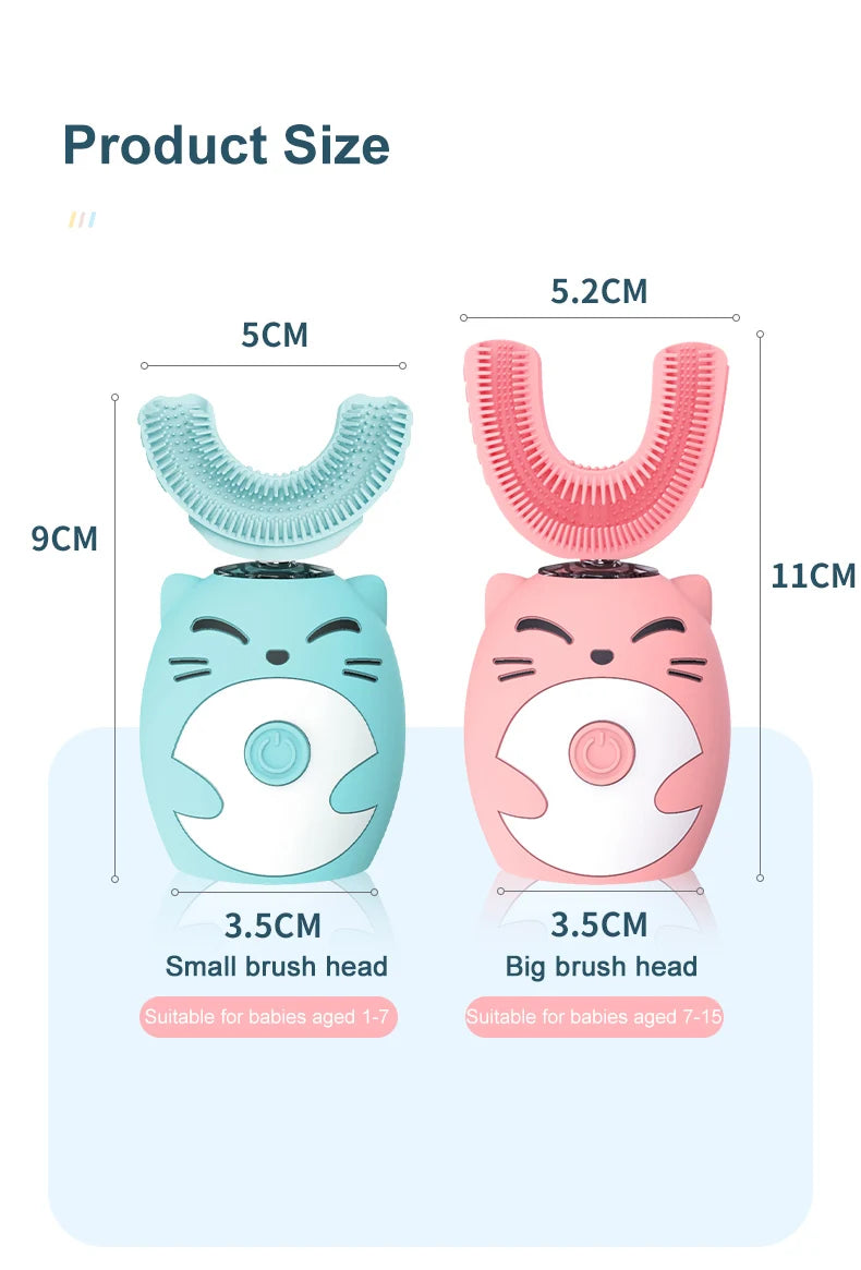 Kid's U-Type Electric Toothbrush - 360° Silicone Head