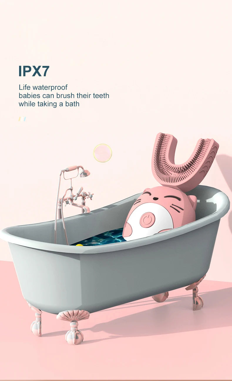 Kid's U-Type Electric Toothbrush - 360° Silicone Head