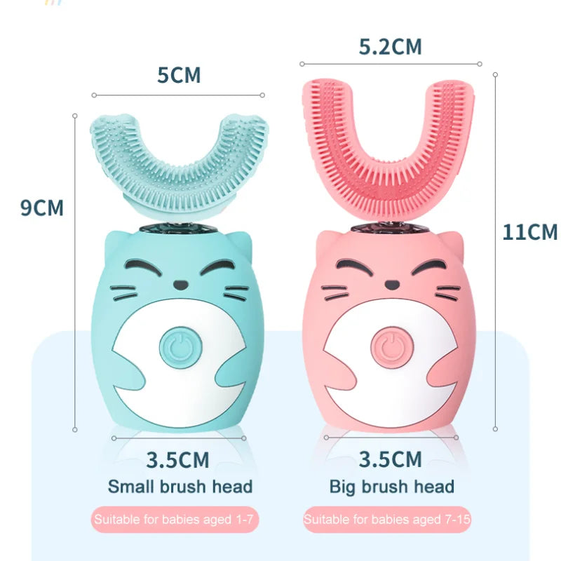 Kid's U-Type Electric Toothbrush - 360° Silicone Head