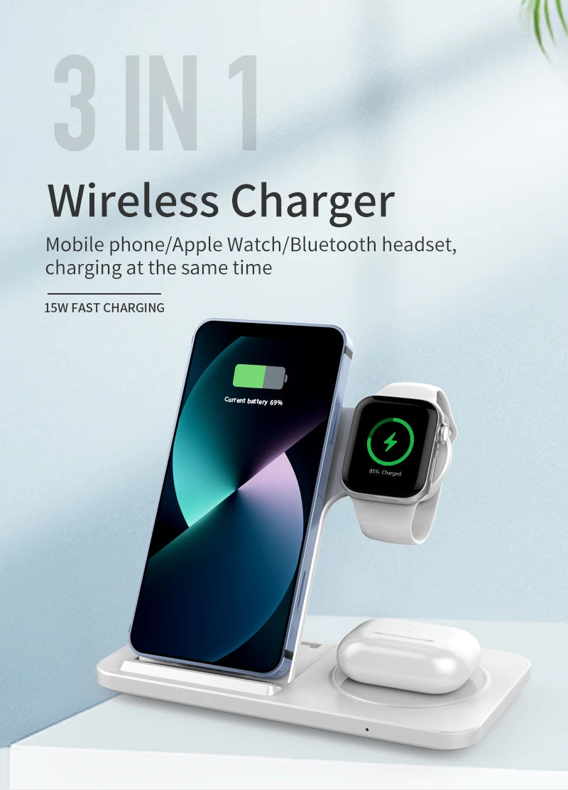 3 in 1 Wireless Charger Stand Pad